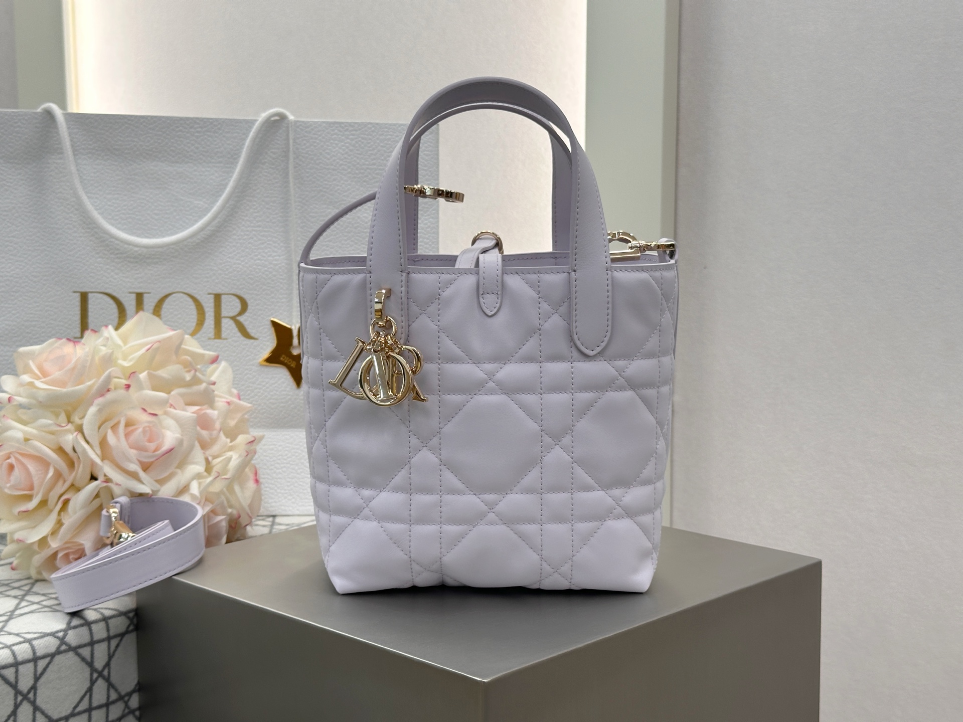 디올 뚜쥬르 버티컬 토트백 퍼플 16*18*12