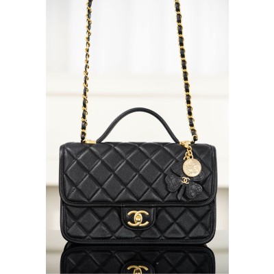 클로버 참 탑 핸들 숄더백  블랙 19.5x12x6.5