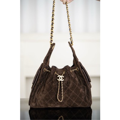 샤넬 스몰백 스웨이드  다크브라운 30x26x14