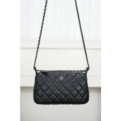 샤넬 25a 캐비어 체인 미니 숄더백 캐비어 블랙 12x5.5 21