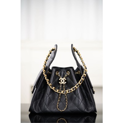 샤넬 25 스몰 핸드백 그레인드 카프스킨  골드 메탈 블랙 30x26x14