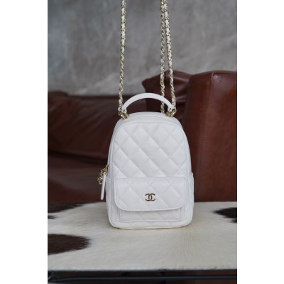 샤넬 24c 탑핸들 미니 백팩 화이트 13x7x18