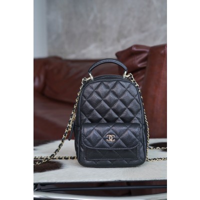 샤넬 24c 탑핸들 미니 백팩 블랙  13x7x18