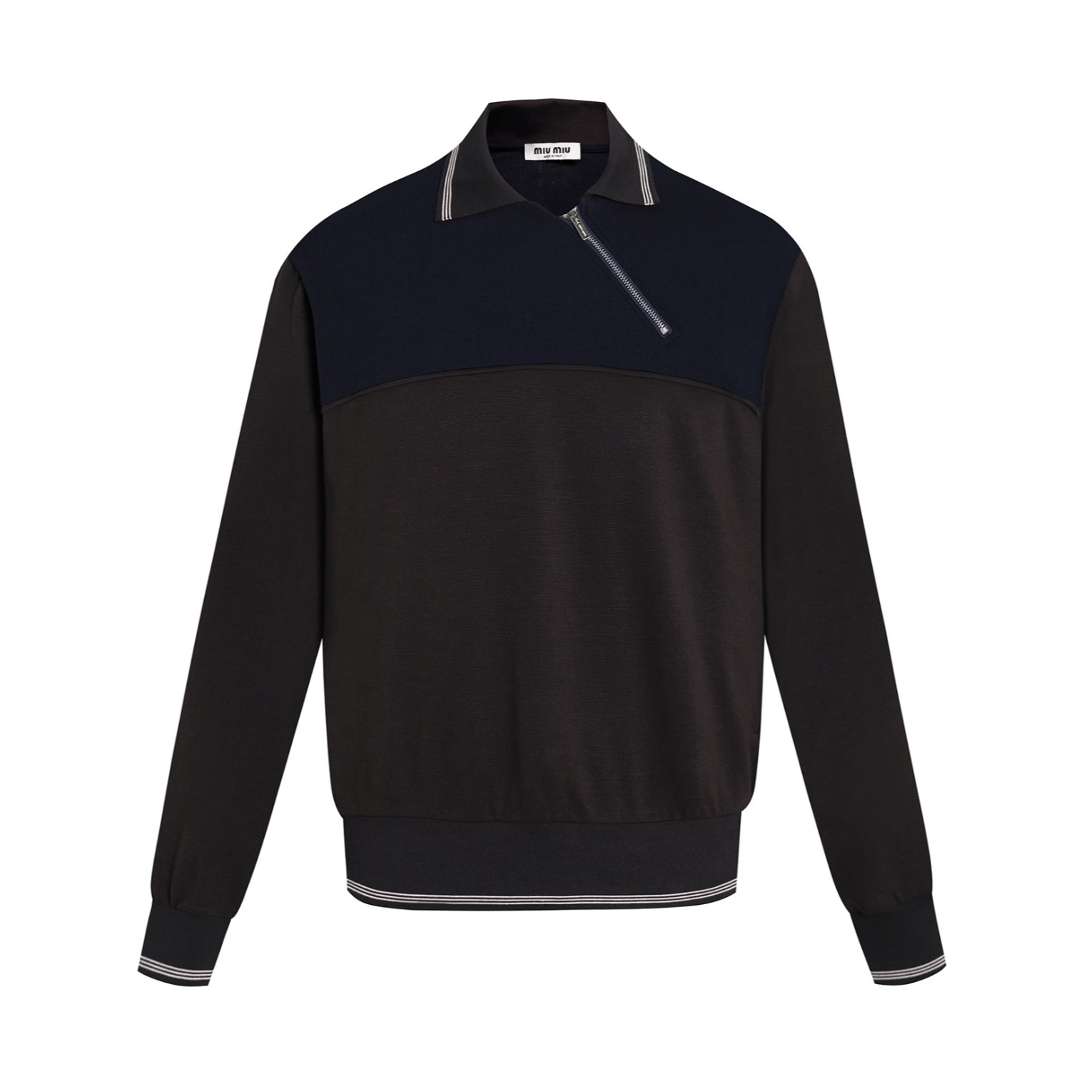 미우미우 카라 지퍼 스웻셔츠 브라운