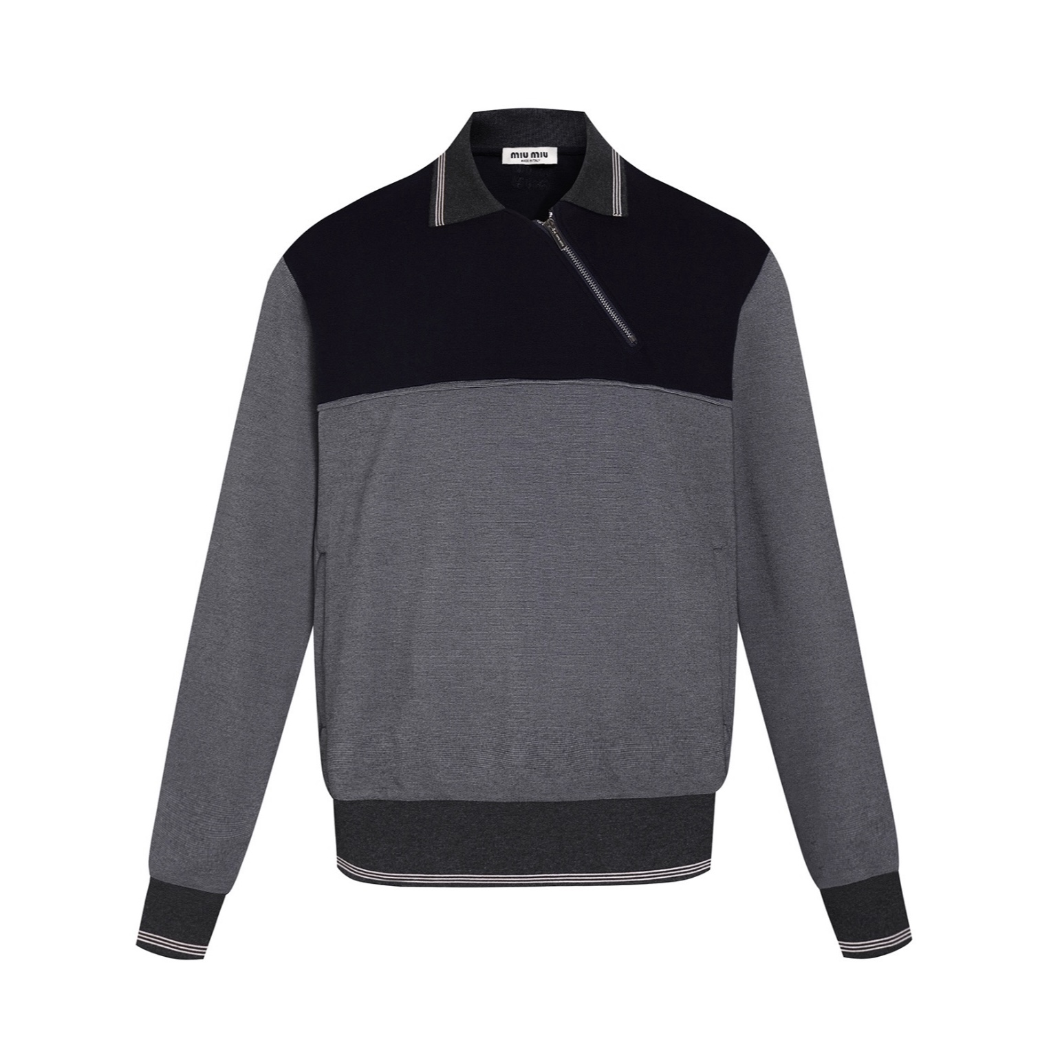 미우미우 카라 지퍼 스웻셔츠 그레이