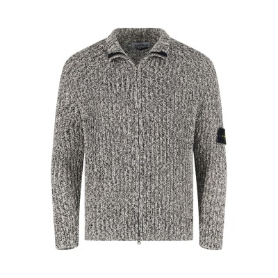 스톤아일랜드 립드 코튼 가디건 니트 스웨트