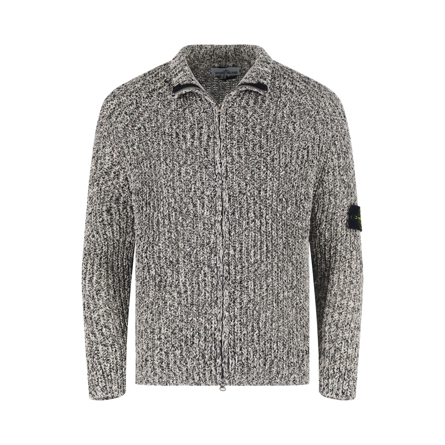 스톤아일랜드 립드 코튼 가디건 니트 스웨트