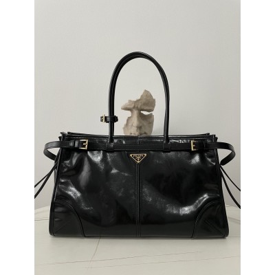 프라다 보니 라지 가죽 핸드백 블랙  1BA433 38*24*12 