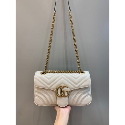 구찌 GG 마몽 마틀라세 숄더백 스몰 화이트 443497 26*15*7 