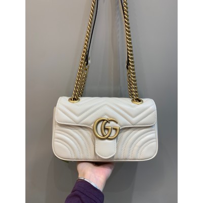 구찌 GG 마몽 마틀라세 숄더백 미니 화이트 446744 22*13*6  