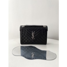 생로랑 엔벨로프 미디움 퀄팅 체인 숄더백 블랙 은장  600185 24*17.5*6.5 