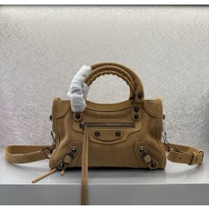 발렌시아가 르 시티 백 스웨이드 카멜 미니 24*16*9