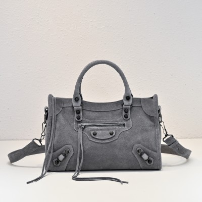 발렌시아가 르 시티 백 스웨이드 스톰 그레이 스몰 30*20*10