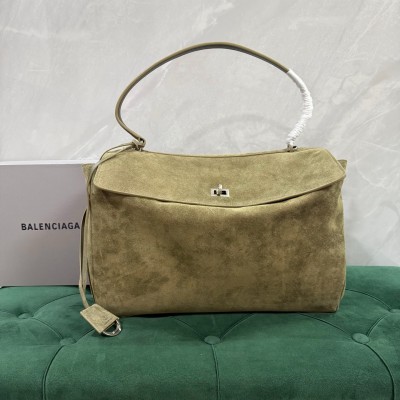 발렌시아가 로데오 핸드백 스웨이드 카키 라지 40*30*13