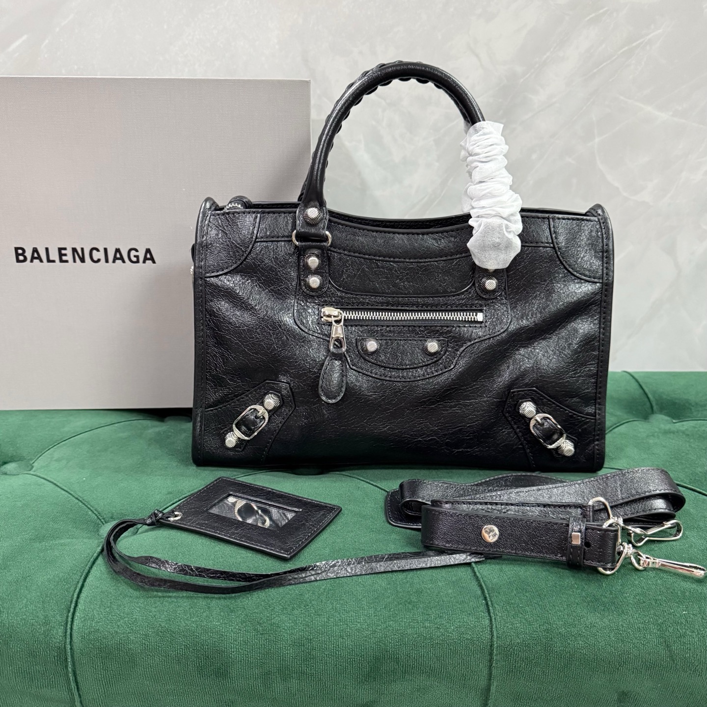 발렌시아가 시티 모터백 블랙 스몰 30*20*10