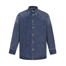 프라다 트라이앵글 로고 데님 셔츠 (세븐)