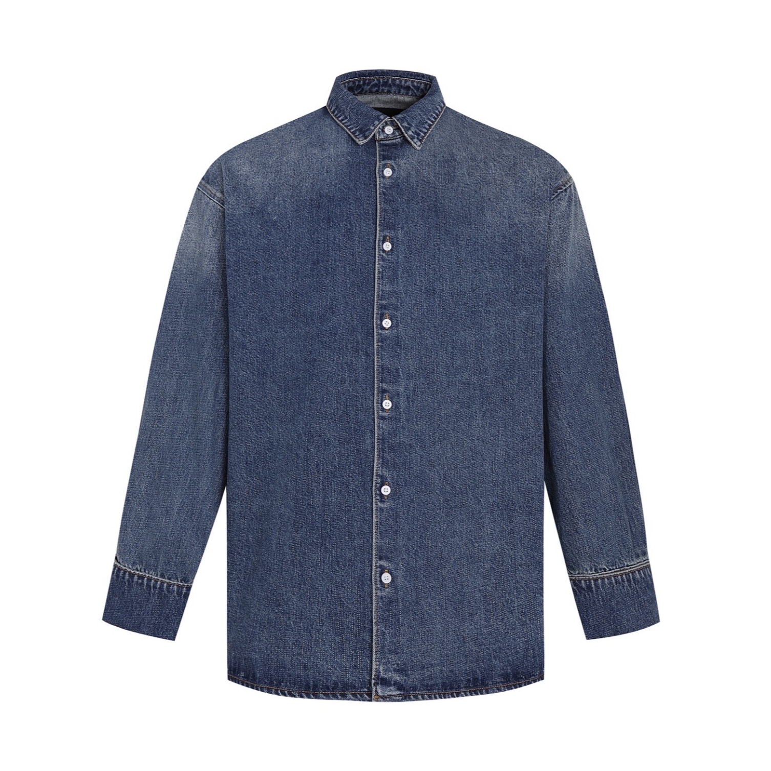 프라다 트라이앵글 로고 데님 셔츠 (세븐)