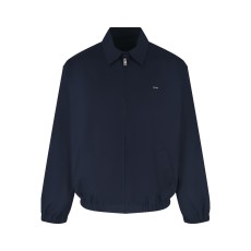 프라다 로고 자수 집업 자켓 네이비