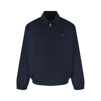 프라다 로고 자수 집업 자켓 네이비