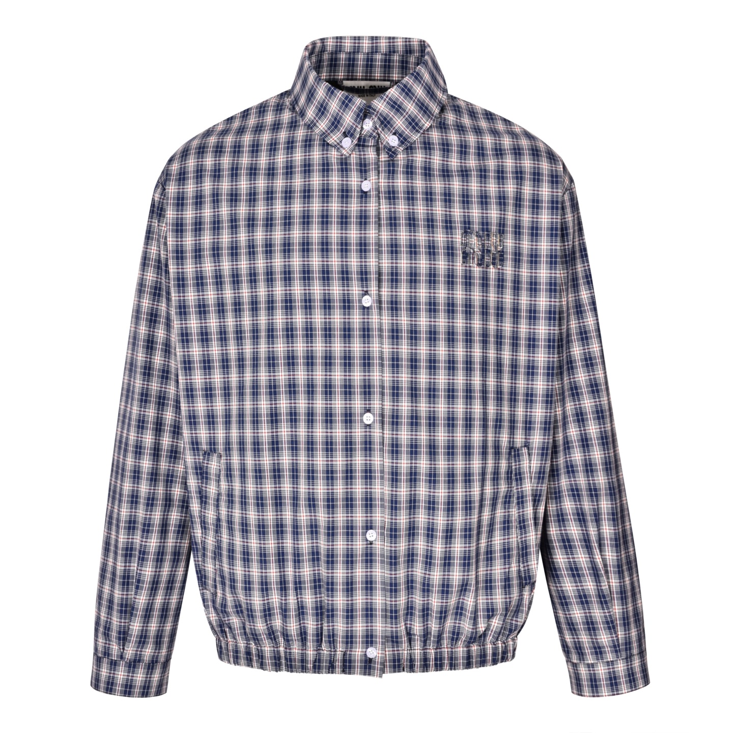 미우미우 자수 체크 재킷 