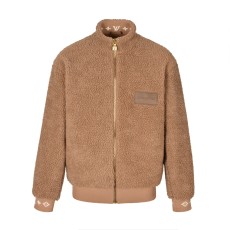 루이비통 레더 패치 플리스 블루종 베이지 