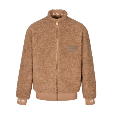 루이비통 레더 패치 플리스 블루종 베이지 