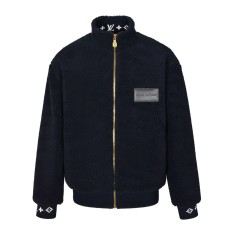 루이비통 레더 패치 플리스 블루종 블랙 