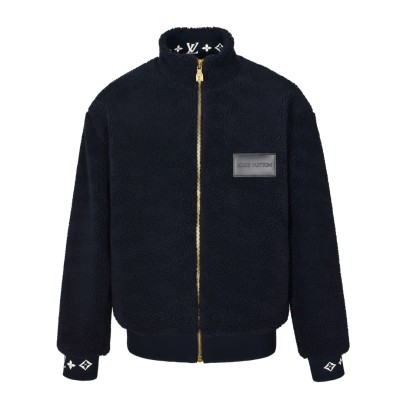 루이비통 레더 패치 플리스 블루종 블랙 