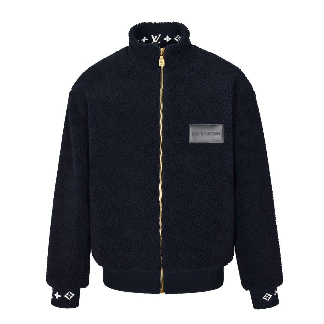 루이비통 레더 패치 플리스 블루종 블랙 