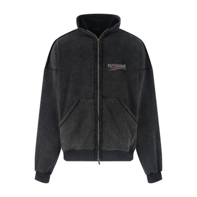 발렌시아가 폴리티컬 캠페인 인사이드아웃 웨이브로고 후드 집업 자켓 