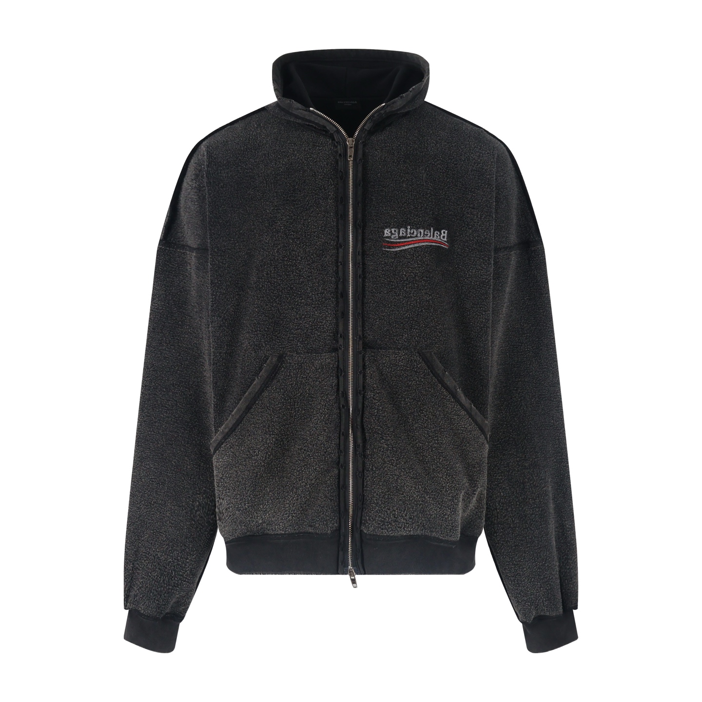 발렌시아가 폴리티컬 캠페인 인사이드아웃 웨이브로고 후드 집업 자켓 