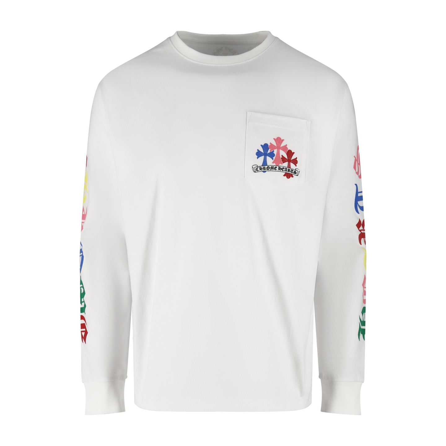크롬하츠 멀티컬러 롱 슬리브 티셔츠 화이트 