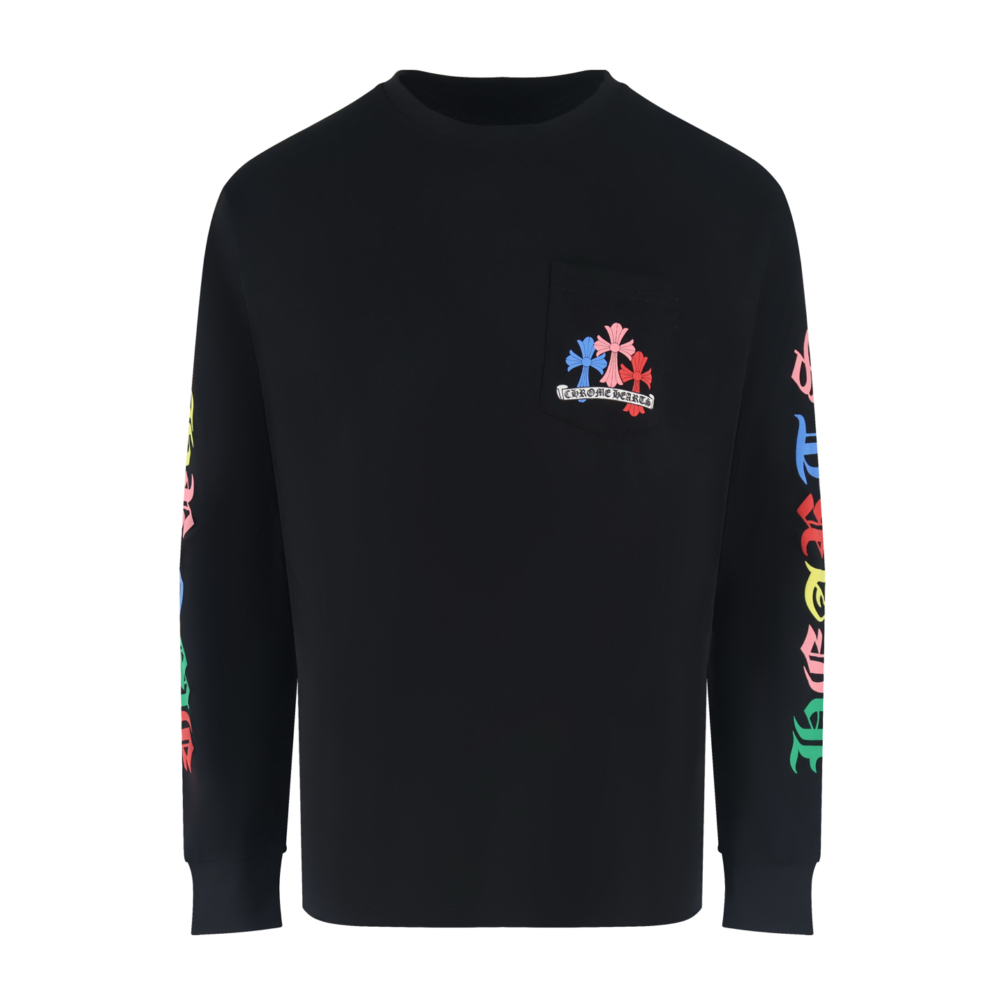 크롬하츠 멀티컬러 롱 슬리브 티셔츠 블랙 