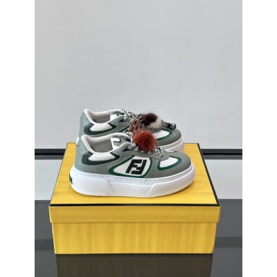 펜디 매치 가죽 그린 스니커즈 