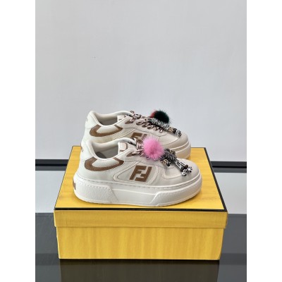 펜디 매치 가죽 화이트 스니커즈 