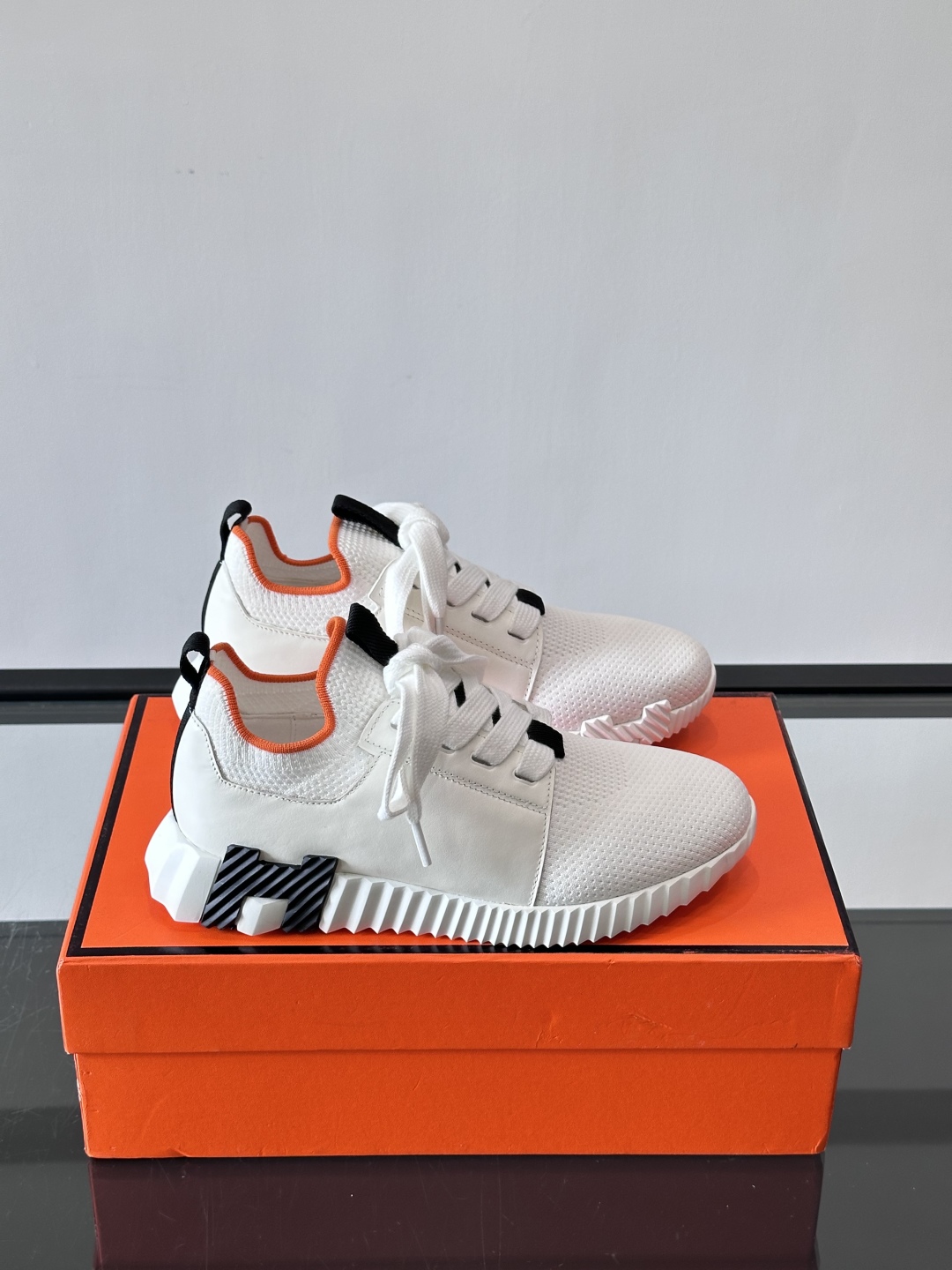 에르메스 디파트 스니커즈 카프스킨 블랑 