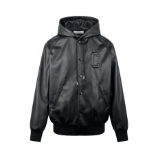 셀린느 가죽 후드 자켓 블랙