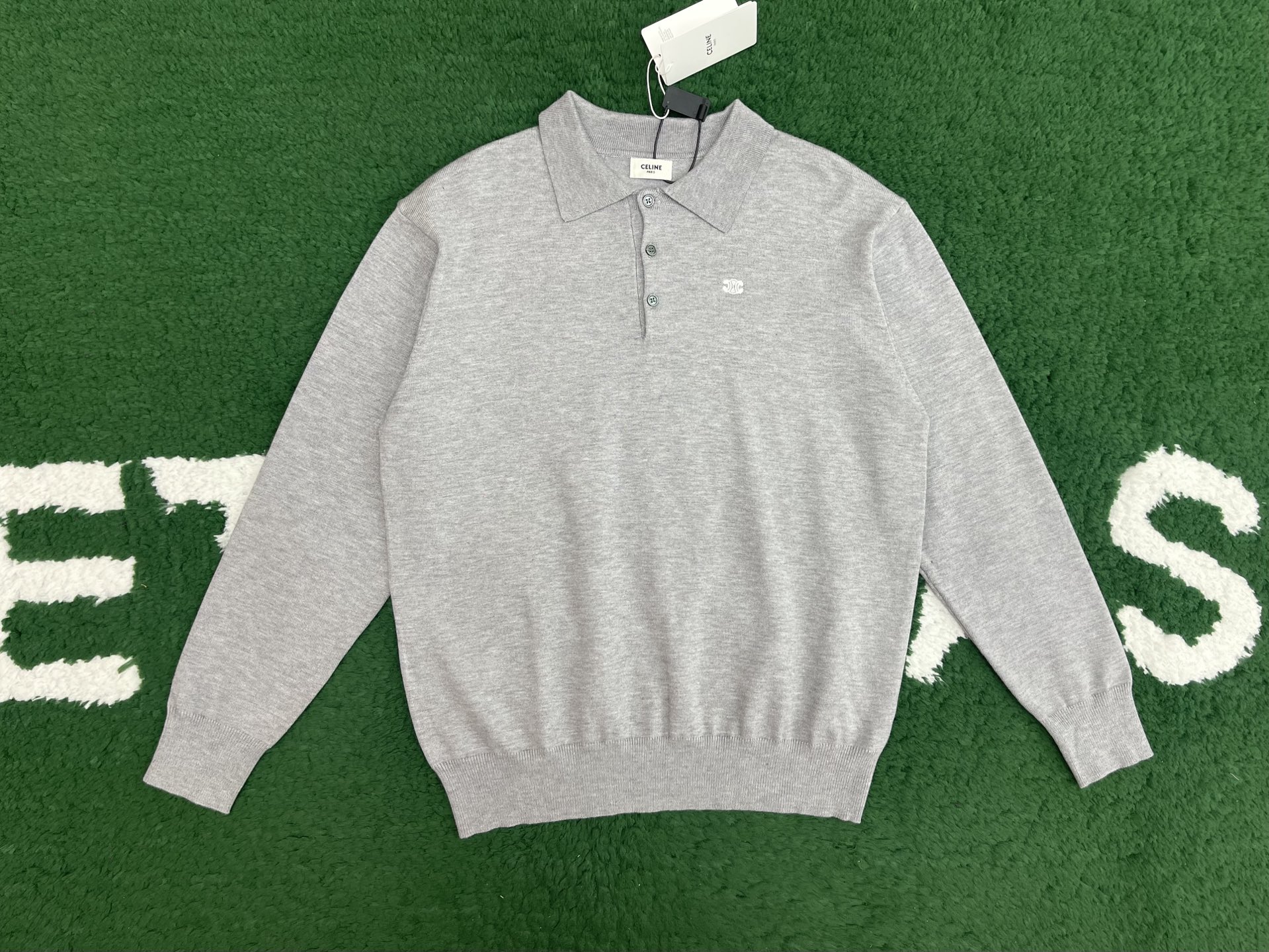 셀린느 코튼 폴로 스웨터 그레이