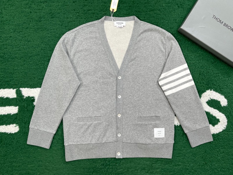 톰브라운 4바 스트라이프 가디건 그레이