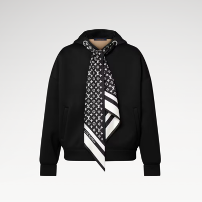 루이비통 모노그램 스카프 후드집업 블랙