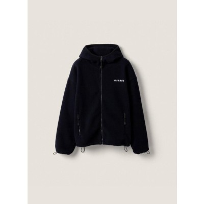 미우미우 자수 지퍼 후드 후리스 자켓