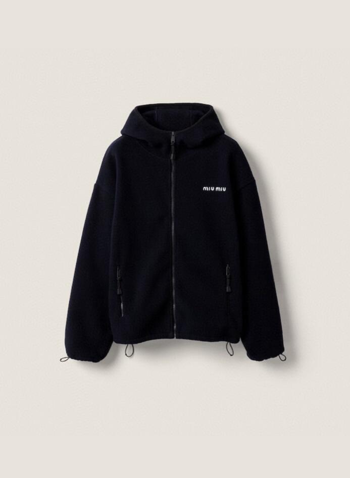미우미우 자수 지퍼 후드 후리스 자켓