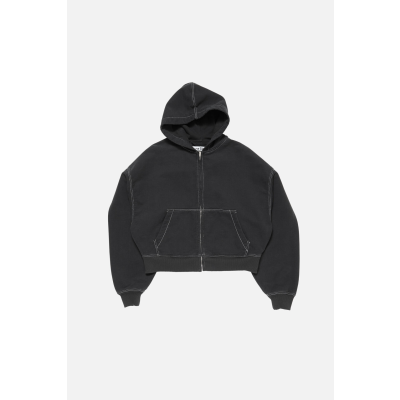 아크네 후드 집업 스웨터 블랙