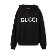 구찌 코튼 저지 후드 스웨트셔츠 블랙