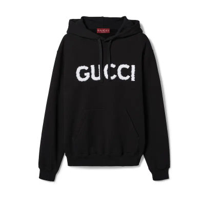 구찌 코튼 저지 후드 스웨트셔츠 블랙