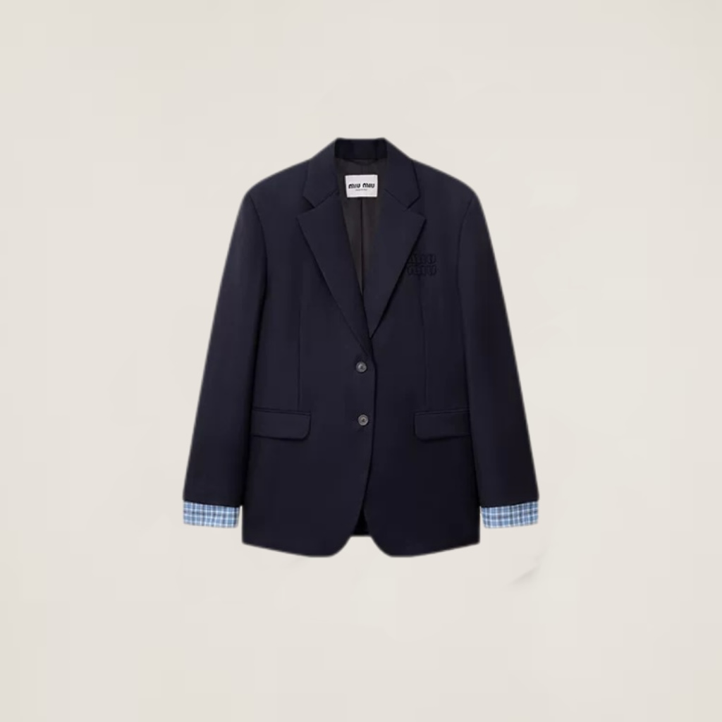 미우미우 개버딘 재킷 네이비
