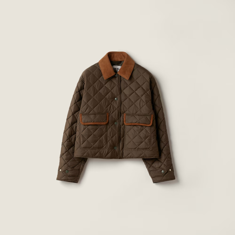 미우미우 퀄팅 퐁제 블루종 재킷