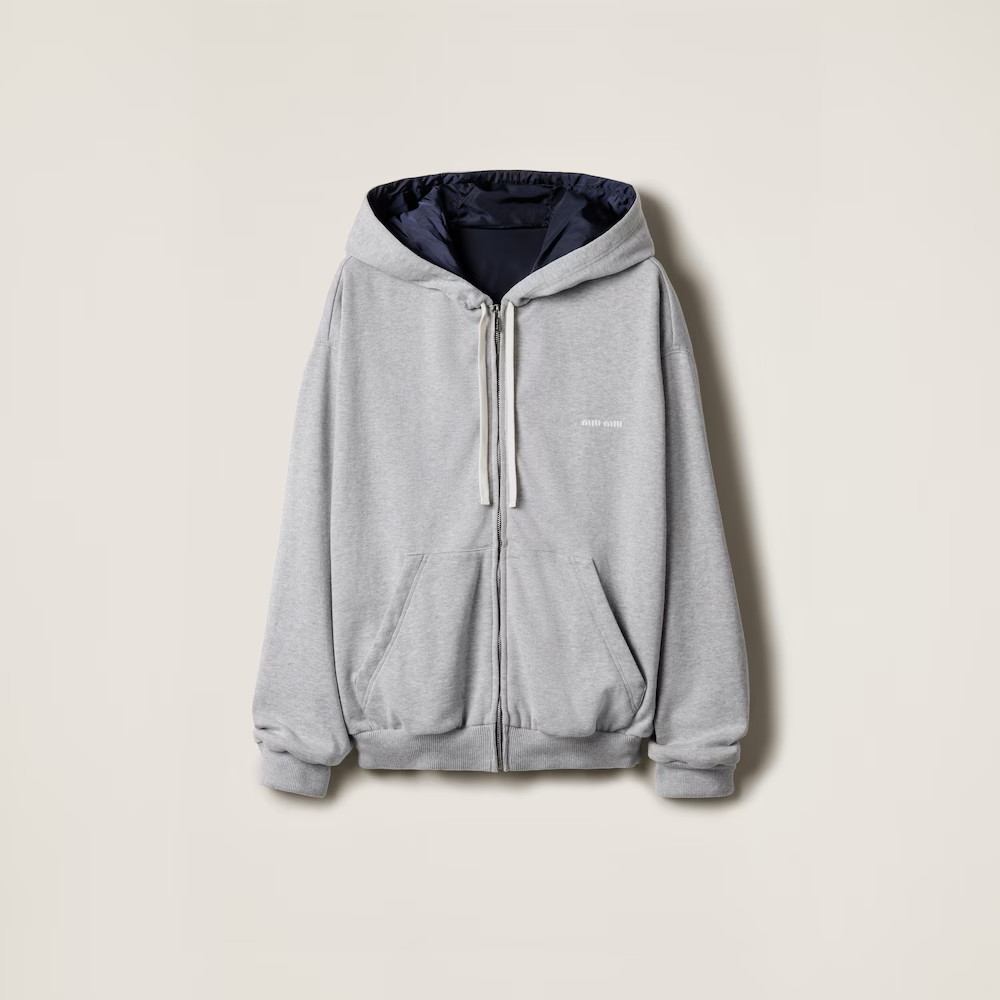 미우미우 저지 테크니컬 퐁제 블루종 재킷