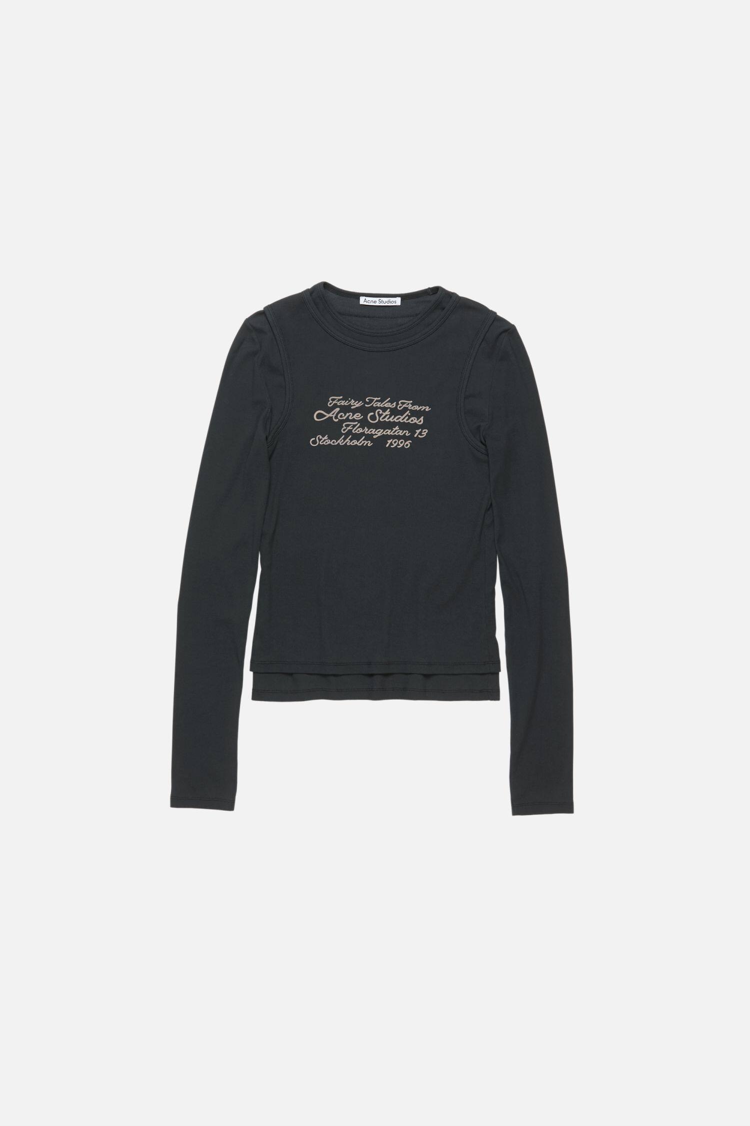 아크네 긴소매 레이어드 티셔츠 블랙