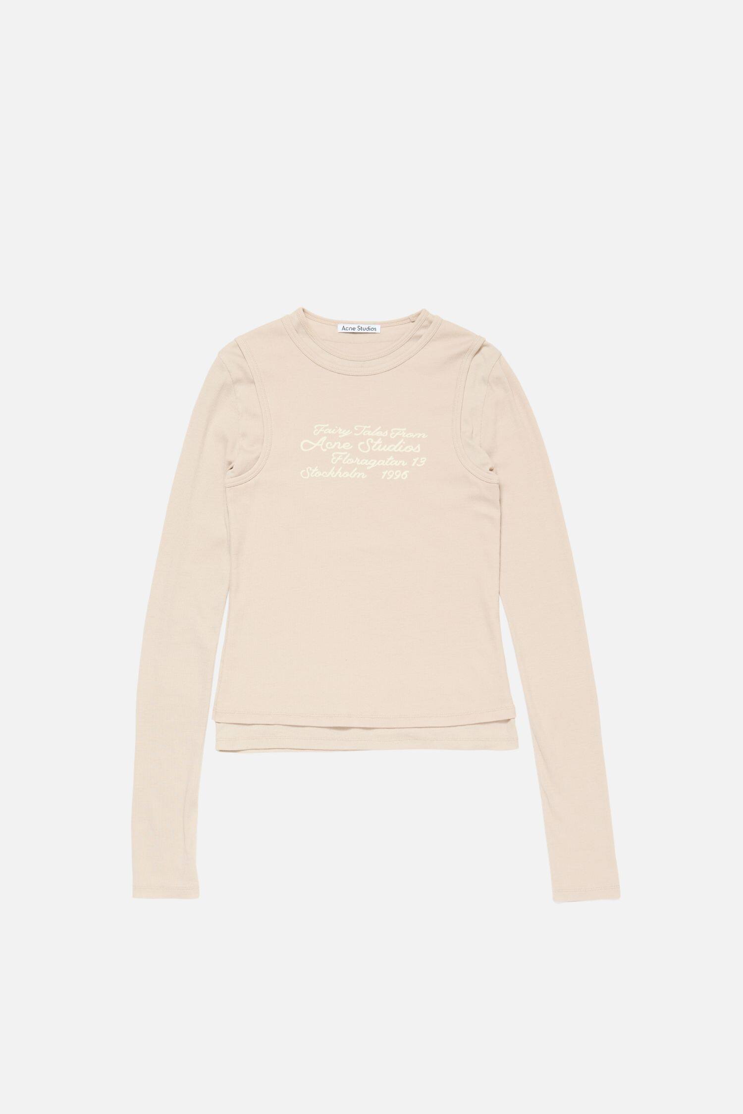 아크네 긴소매 레이어드 티셔츠 베이지